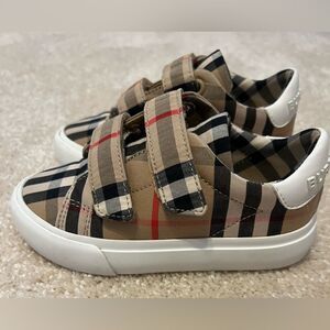 BURBERRY Markham Check Grip-Strap Sneaker Kids Size 25 / 9 US